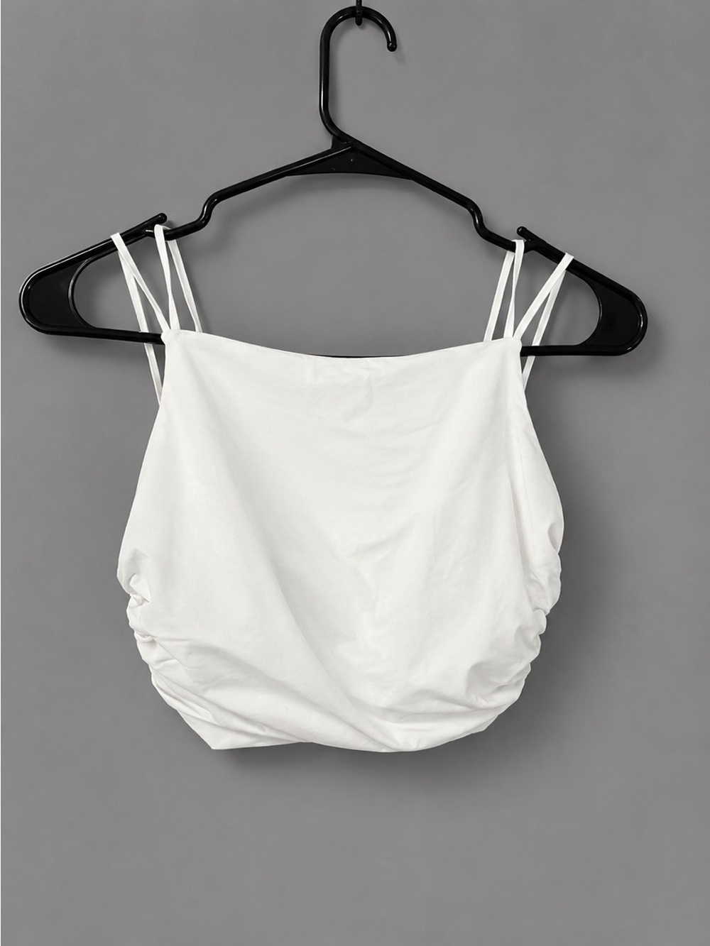 NEIWAI White Ruched Cami Crop Top | Minimal Double Strap Tank